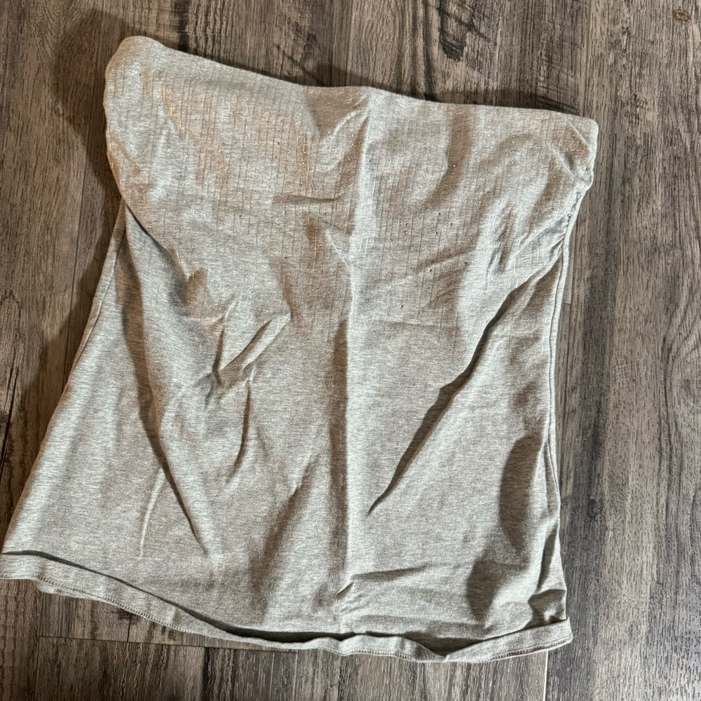 Gray express strapless top with sparkles